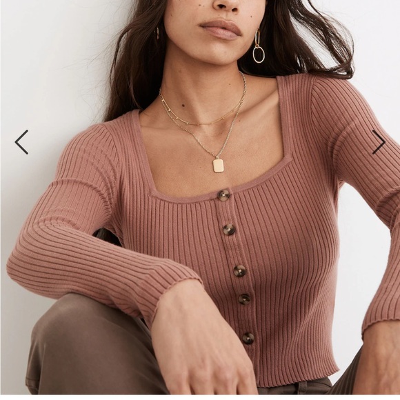 Madewell Rosseau Square-Neck Crop cardigan top, xs - Picture 3 of 3